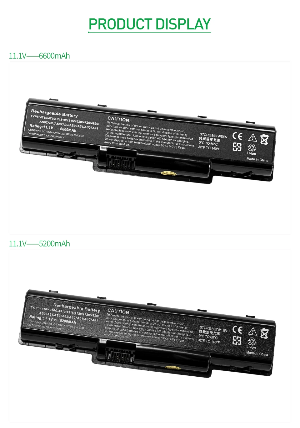 Ноутбук Батарея для acer Aspire AS5740 AS07A51 AS07A75 2930 4310 4520 4530 4710 4720 5738 5738G 5738Z 5738ZG 4730 4920 5740