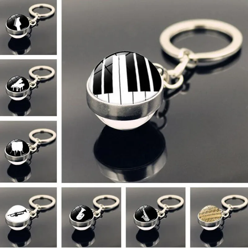WG 1 шт. пианино музыкальное время брелок с кабошоном стеклянный шар кулон