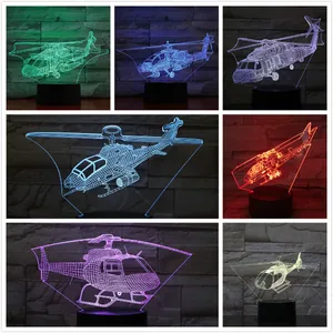 Модель вертолета, самолета, Usb, 3d светодиодный ночсветильник, иллюзия, лампа истребитель, боевой самолет, настольная лампа, прикроватный подарок