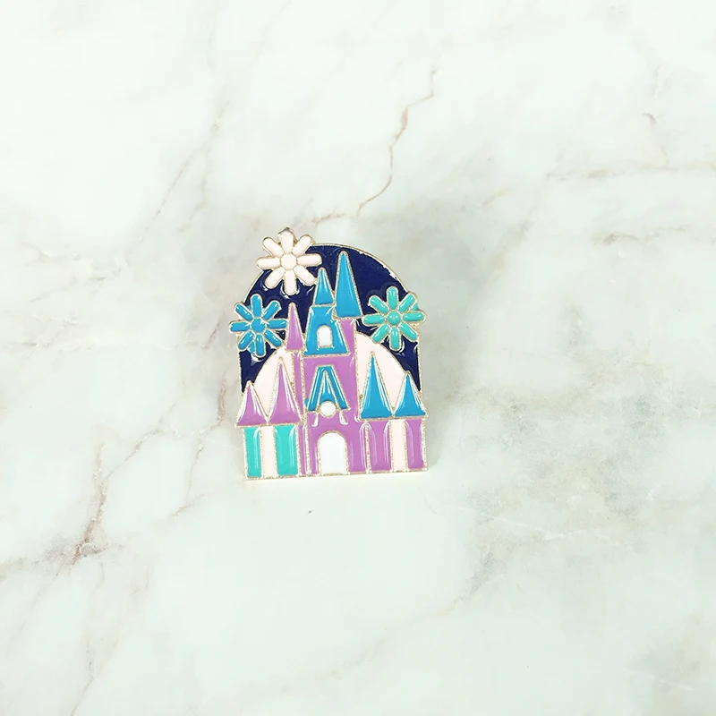 Эмалированная заколка в виде Ледяного Замка романтический металлический значок