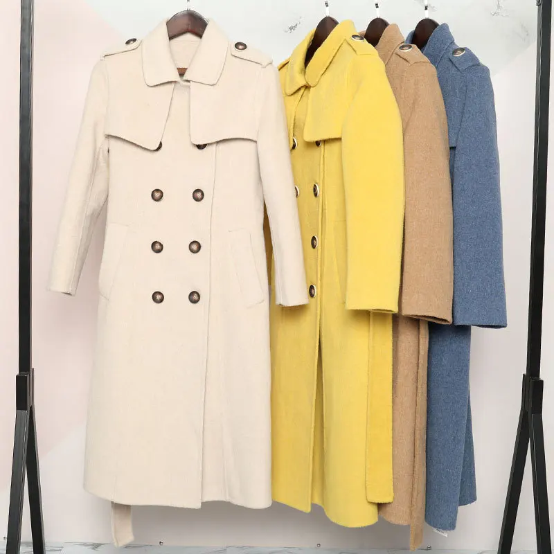 Осень и зима 2019 Новое двустороннее 100% кашемировое пальто женское длинное