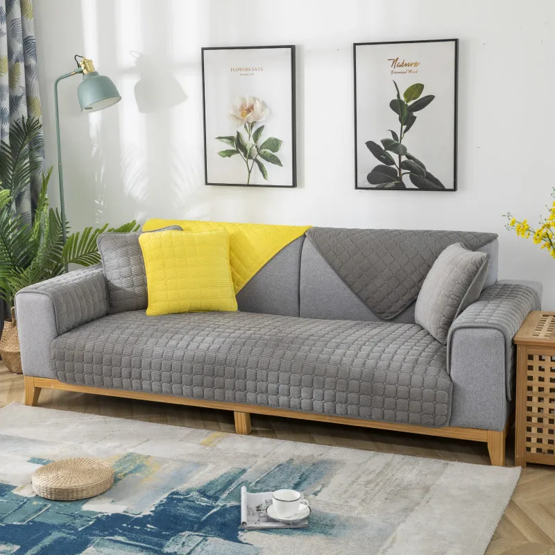 

1PCS Plush Sectional Sofa Cover Thicken Modern Anti-slip L-shaped Corner Sofa Towel for Living room Couch Protector Slipcovers