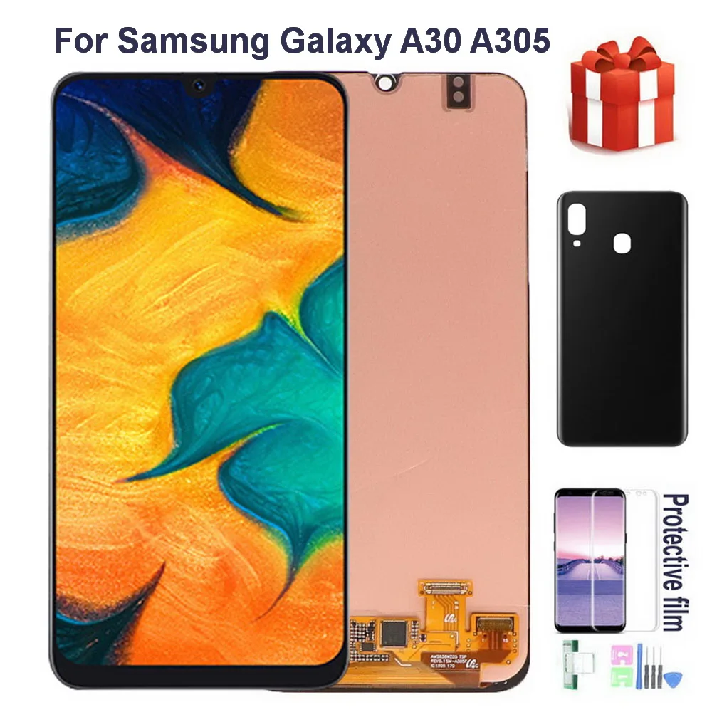 

100% Original AMOLED LCD For SAMSUNG Galaxy A30 A305 A305F A305FD A305A Lcd display Touch Screen Digitizer Assembly + back cover