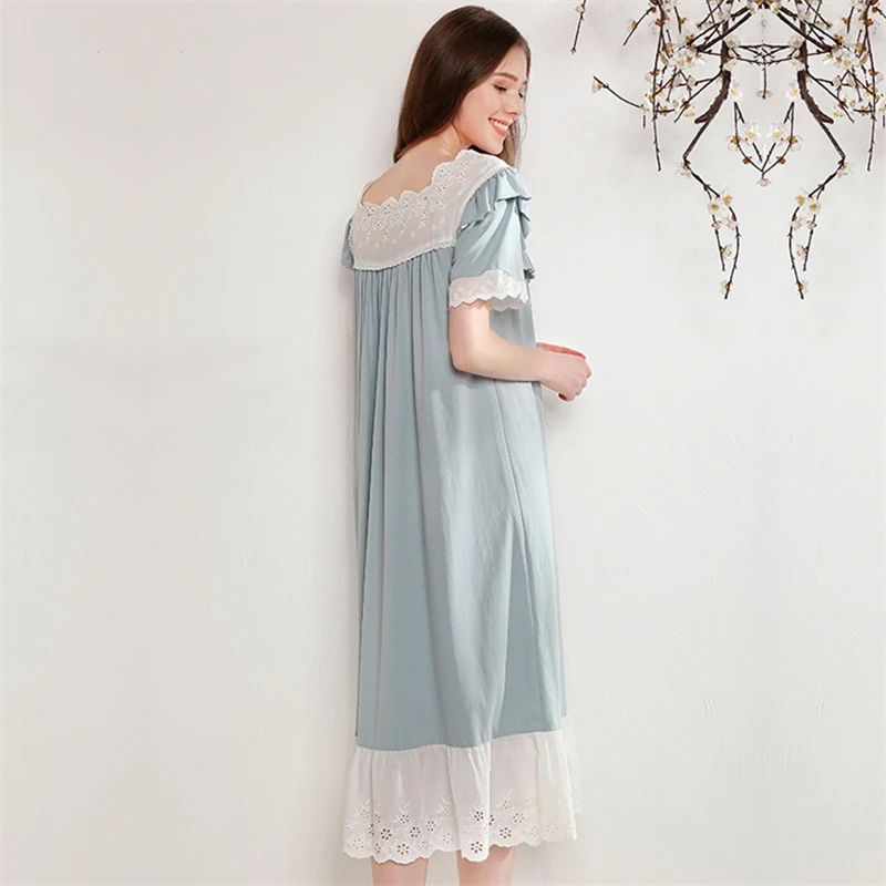 2021 элегантная летняя Пижама женская ночная рубашка с коротким рукавом винтажная