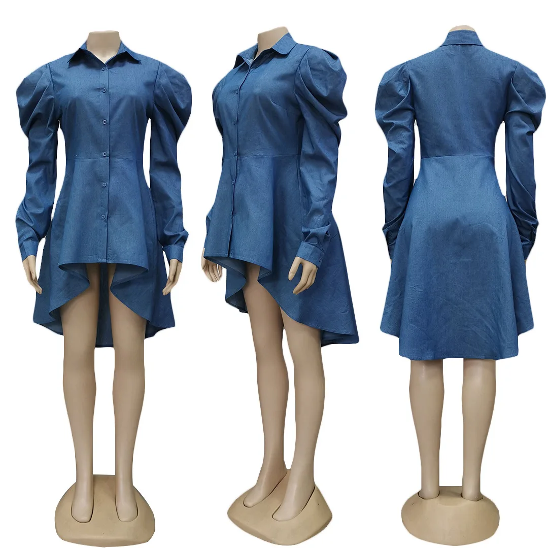 2020 весеннее зимнее мини-платье-рубашка женское джинсовое платье с длинным