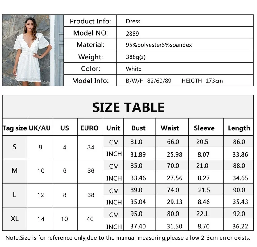 

WYBLZ Deep V Neck Sexy Dress Women Lotus Sleeve Ladies Loose Dress High Waist Casual Elegant Summer Evening Party White Dresses
