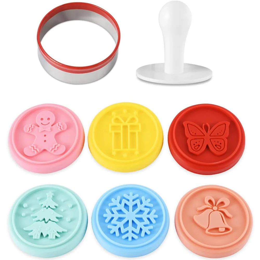 

Christmas Cookie Stamp Biscuit Embosser Silicone Mold Press Cutter Cake Decorating Tool Fondant Chocolate Bakery Accessories