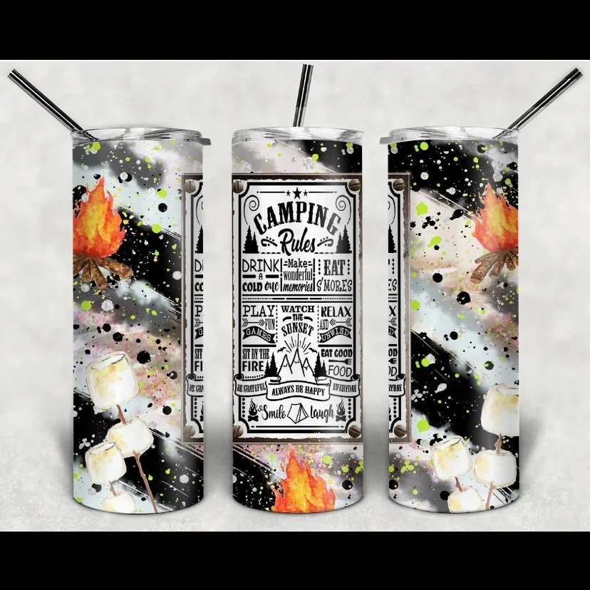 

Milkway vintage sign camping rules sublimation tumbler