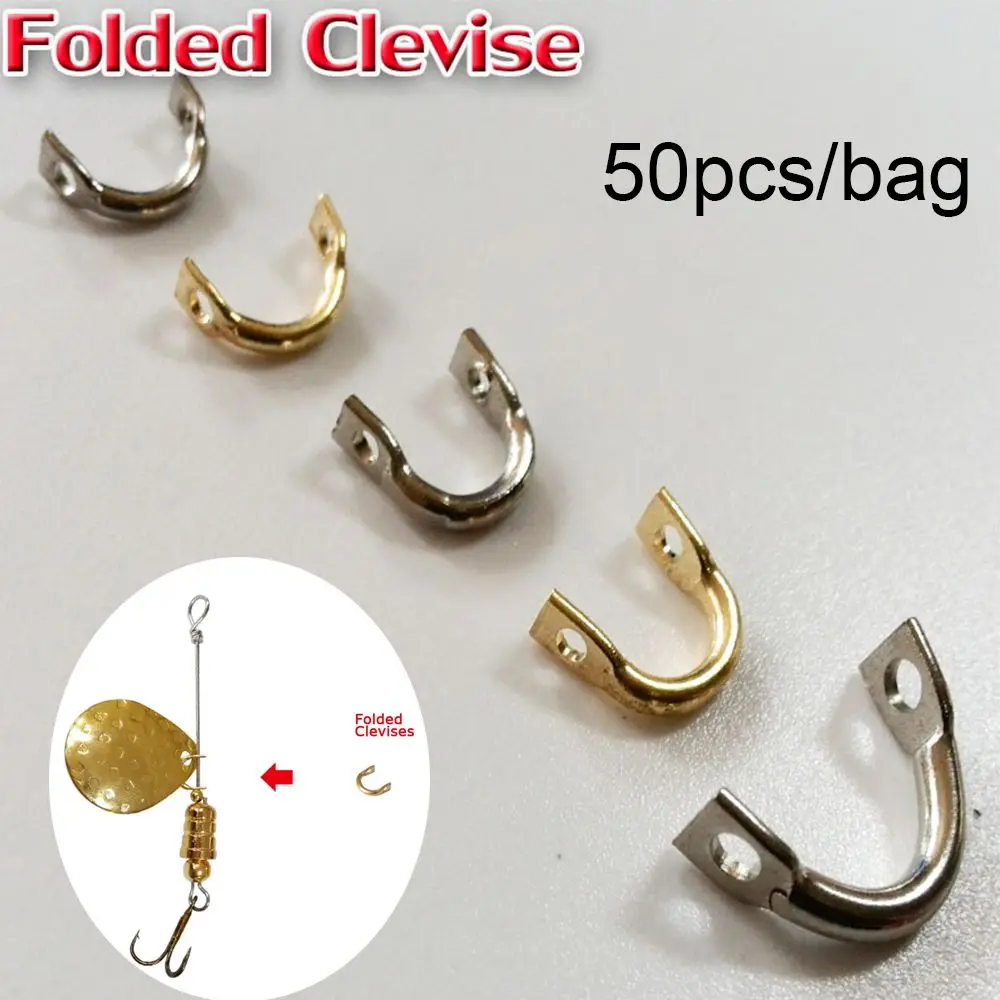 

50PCS High Quality Durable DIY Sliver/Gold Easy-Spin Clevises Easy Spin Brass Spinner Fishing Lures Accessories