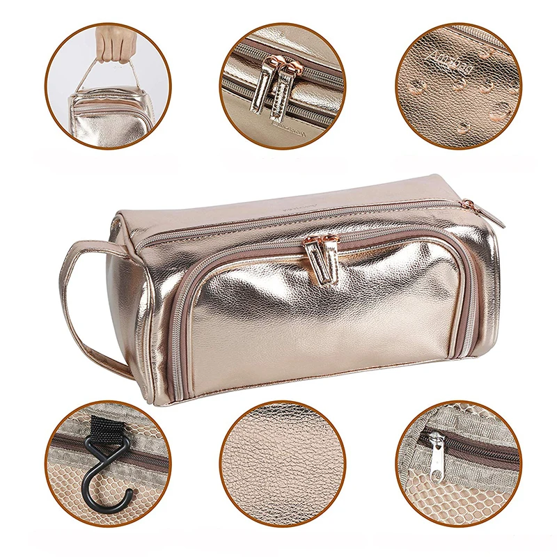 

Men's Vintage PU Leather Washing Storage Bag Large & Portage Travel Makeup Toiletry Bag For Women neceser mujer neceser hombre