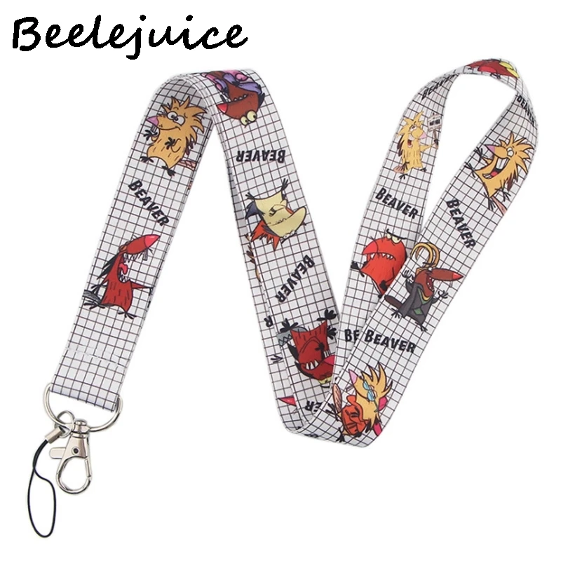 

24pcs Angry Beavers Neck Keychain Necklace Webbings Ribbons Cartoon Neck Strap Lanyard ID badge Holder Keychain Lanyards Gifts