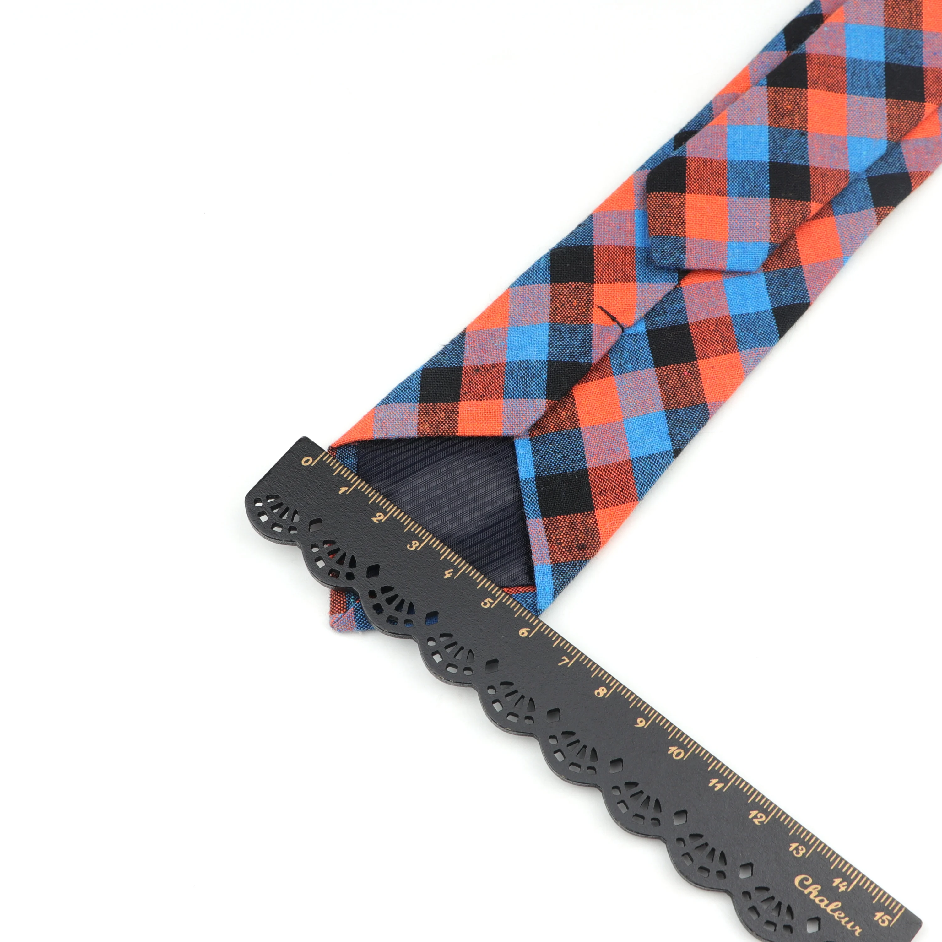 Набор галстуков и зажимов Модный хлопковый клетчатый галстук 6 см с мультяшным