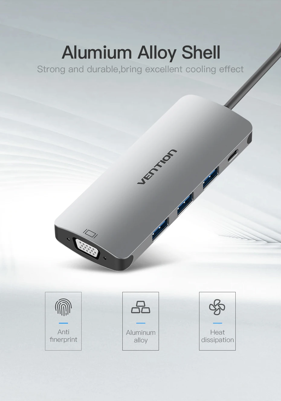 Vention USB C к VGA концентратор 1080P 60 Гц USB 3,0 концентратор тип-c к VGA конвертер для MacBook Pro Chromebook Pixel Thunderbolt 3 адаптер