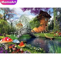 MomoArt Diamond Painting Handmade Shoe House Landscape Bridge Full Square Diamond Embroidery Mosaic Decoration