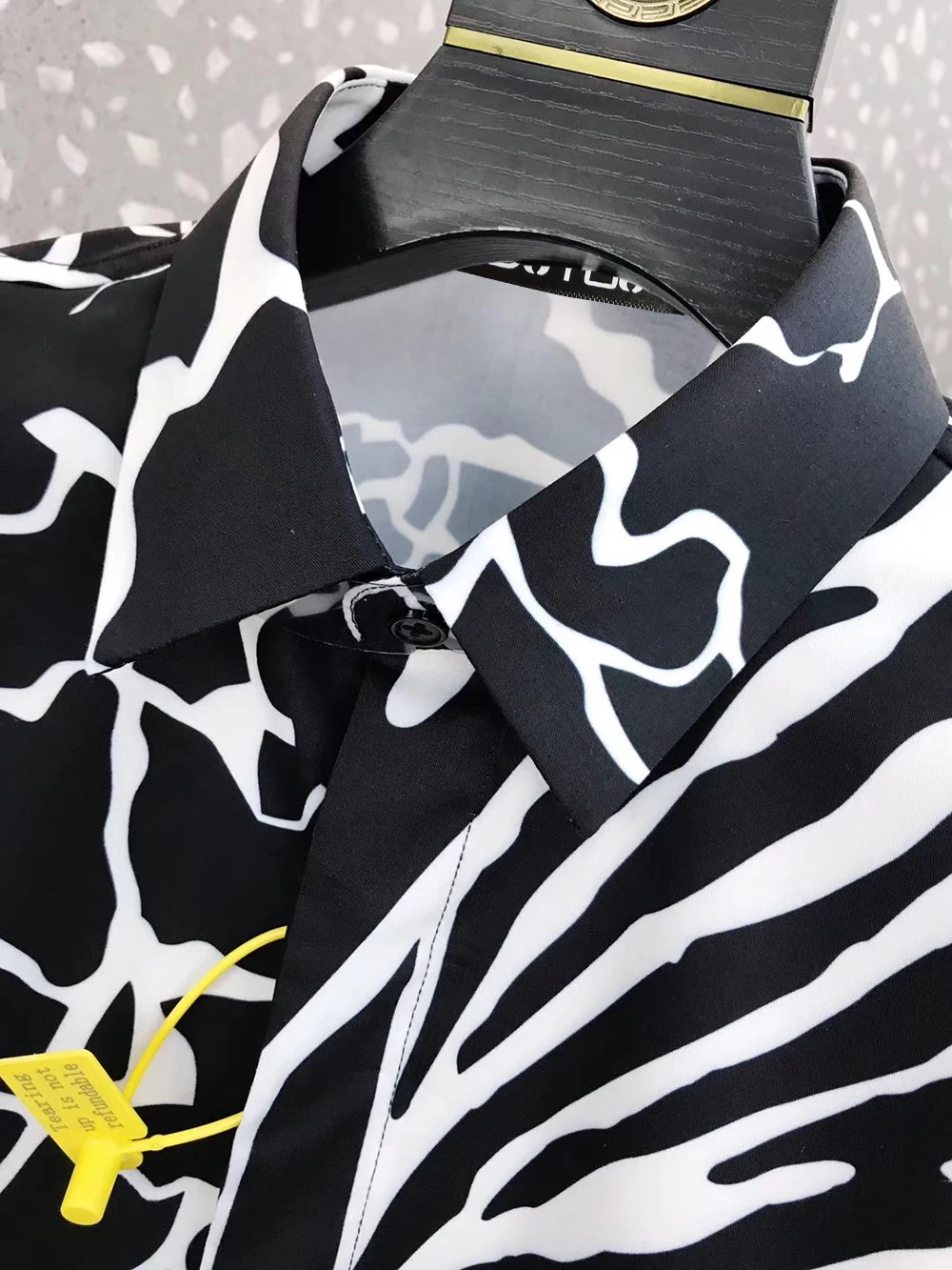 DUYOU Мужская рубашка хлопок мужская классическая черно-белая Асимметричная с