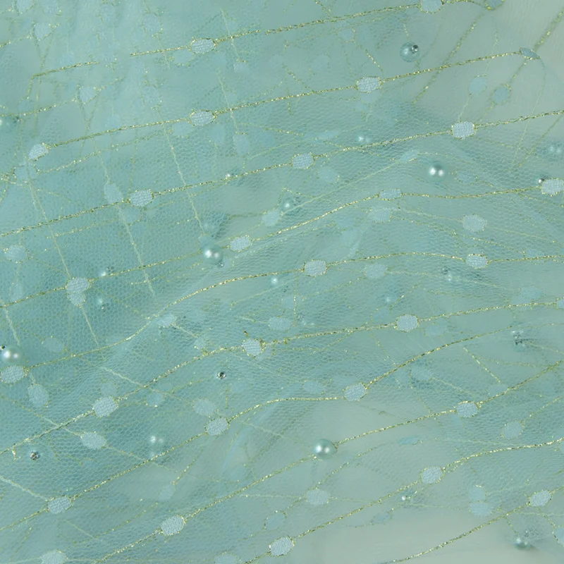 160 см х 100 блестки жемчуг вуаль ткань органза сетка Золотая линия для платья