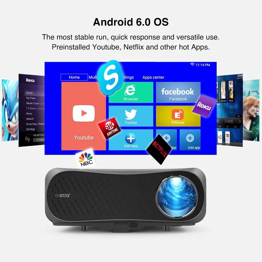 Домашний проектор 7200 люменов беспроводной Airplay Beamer Видео Led 900DAB Бесплатная