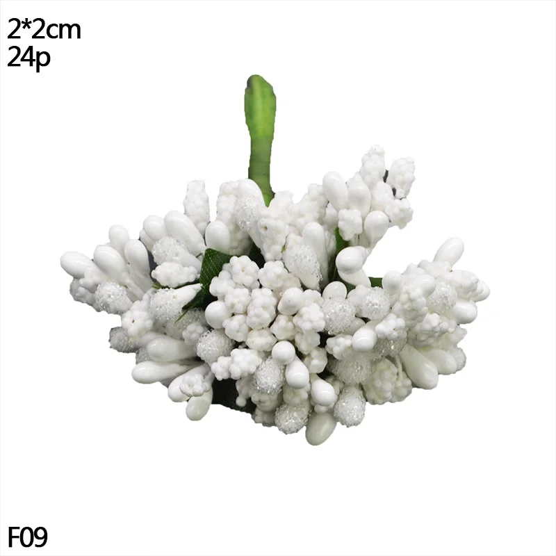 24pcs flower Рождественские украшения, белые смешанные гибридные цветы, вишня, тычинки, ягоды, набор, сделай сам, Подарочная коробка, венки, рождественские, свадебные, декоративные принадлежности - Цвет: 24pcs flower