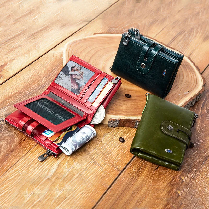 Умный кожаный женский кошелек маленький бумажник с монетницей кредитницей