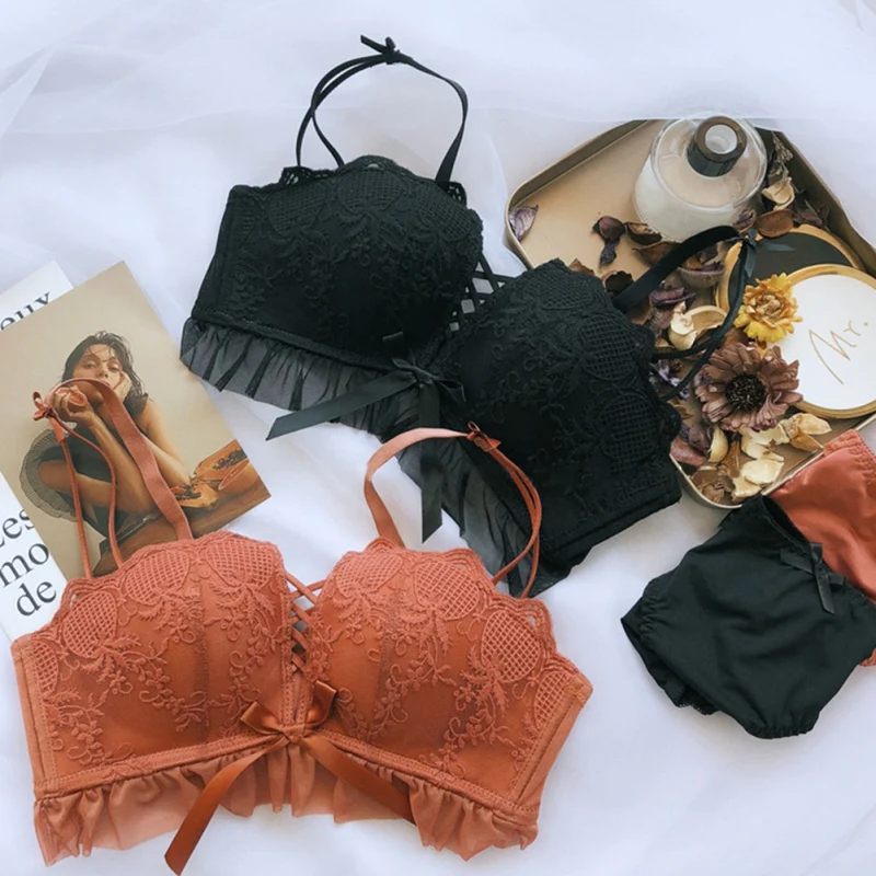 Комплект женского кружевного нижнего белья с чашками пуш ап|Комплекты белья| |