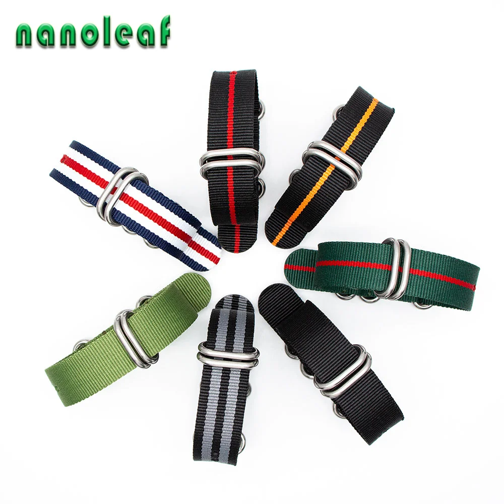 

Premium Watchband 18MM 20MM 22MM 24MM Nylon Watch Strap Replacement Wristband With Stainless Steel Silver Buckle Belt