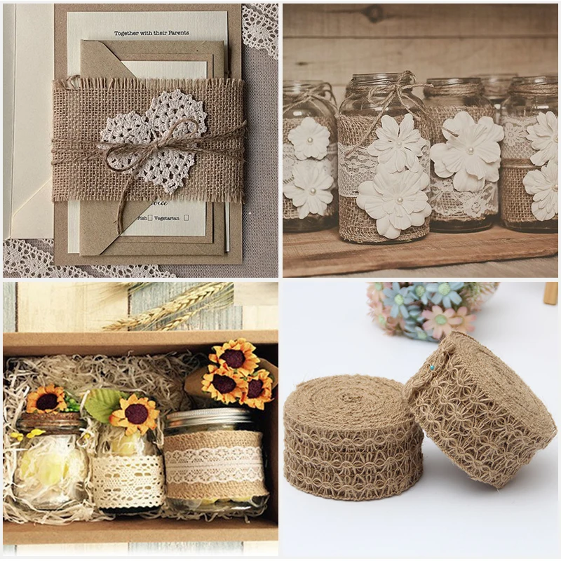 2 м натуральные гессийские джут шпагат с цветочным узором веревки для рукоделия