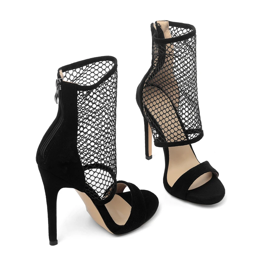 

ENMAYER Luxury Shoes Women Designers PU Gladiator Flock Party Zip Fashion Patchwork Cover Thin Heels Gladiator Sandals Women