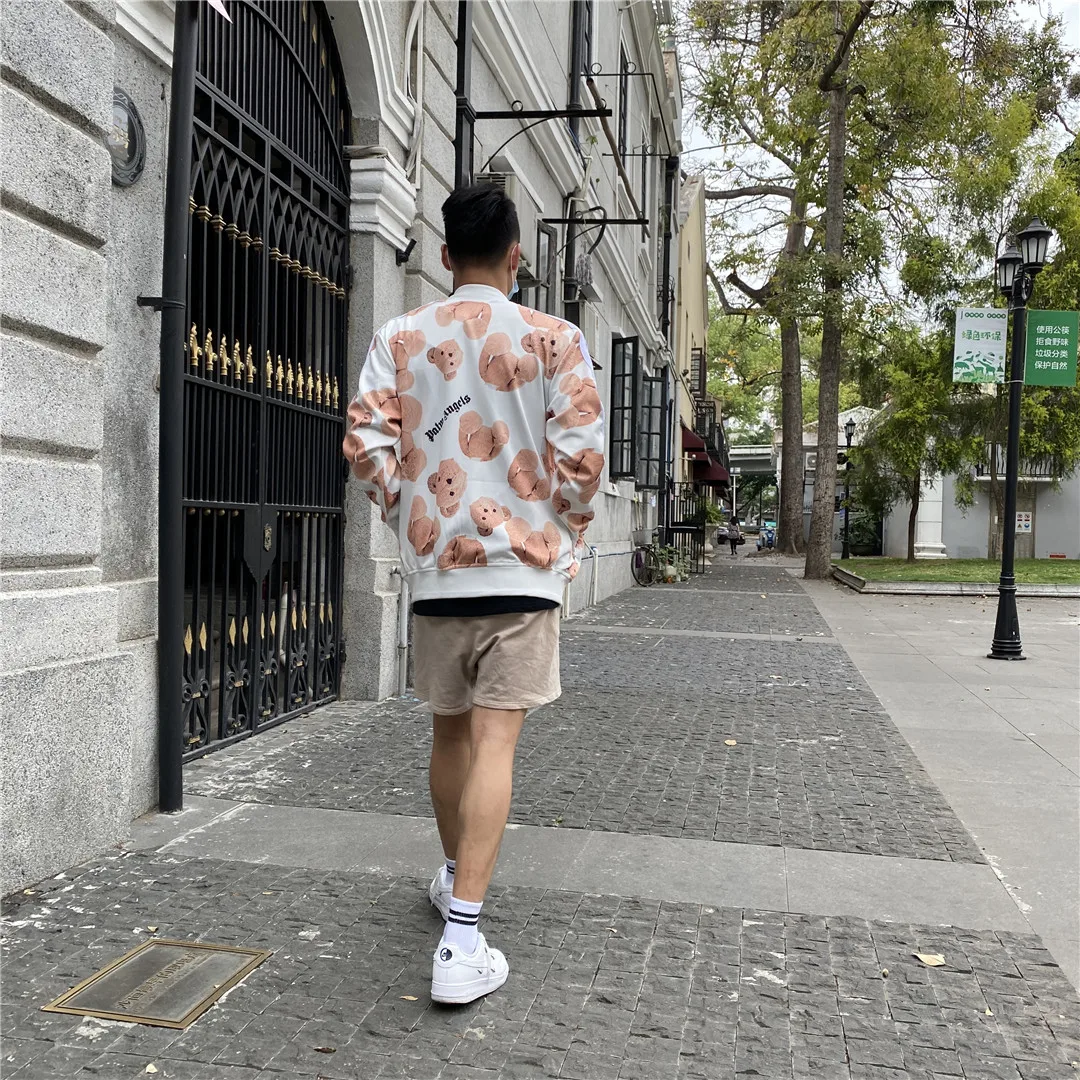 

Palm Angels decapitated bear full print casual loose all-match high street zipper
