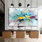 Wangart Голубое облако абстрактная картина маслом спокойная морская СТЕНА картина для гостиной Холст Современное искусство плакат и печать