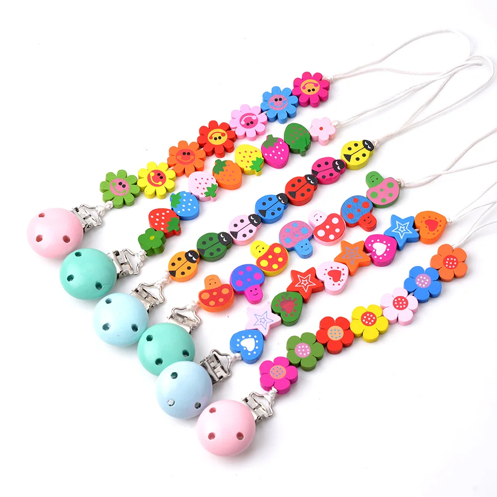 

Ручная работа, деревянная цепочка для соски, зажим, милый цветок, животное, звезда, ремень для держателя, милая фоторемень для младенца