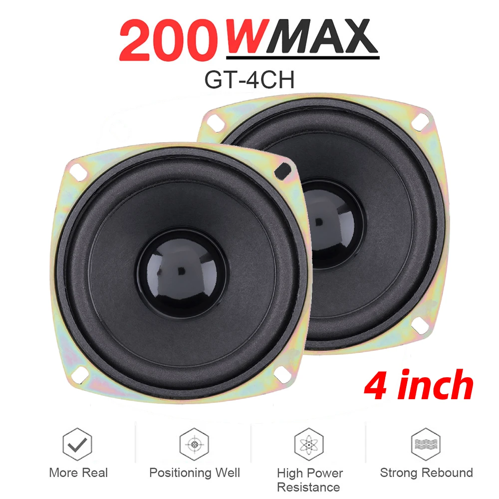 2 шт. автомобильные коаксиальные Hi Fi колонки 4 дюйма 200 Вт|Коаксиальные колонки| |