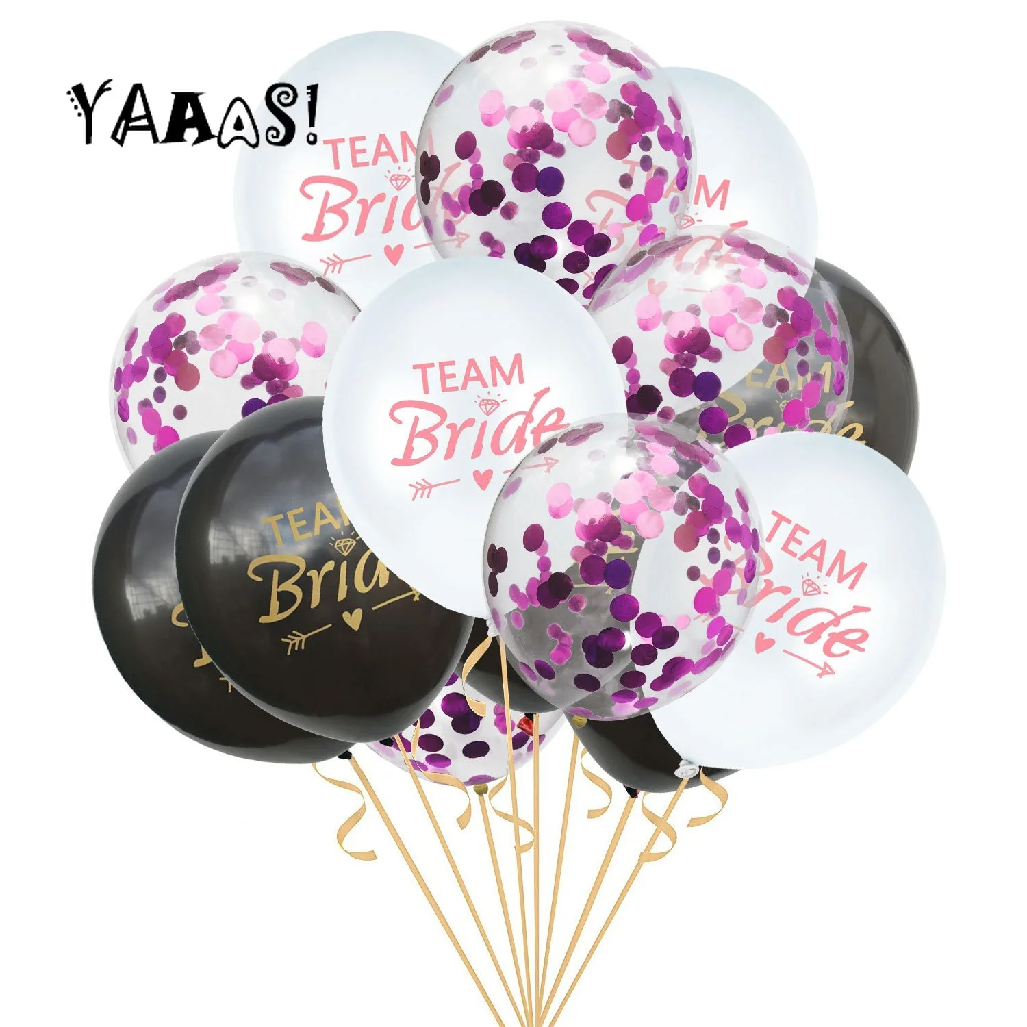 

15Pcs/Lot Rose Gold Confetti Balloons Print Team Bride LOVE Foil Balloons Marriage Wedding Valentine's Day Air Globos Supplies