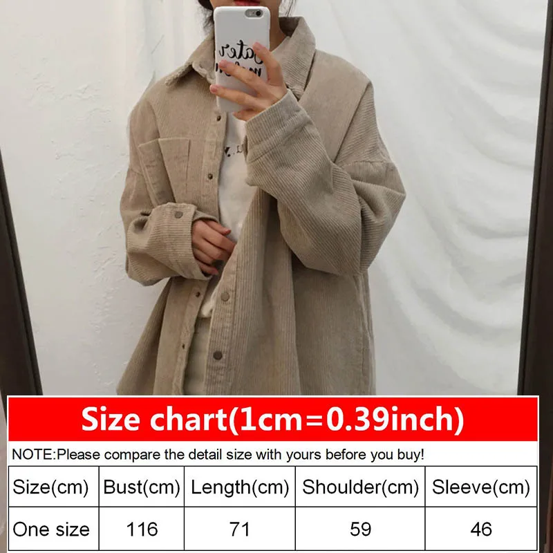 Весенние вельветовые куртки Fionto 2020 в стиле Харадзюку женская Свободная рубашка с