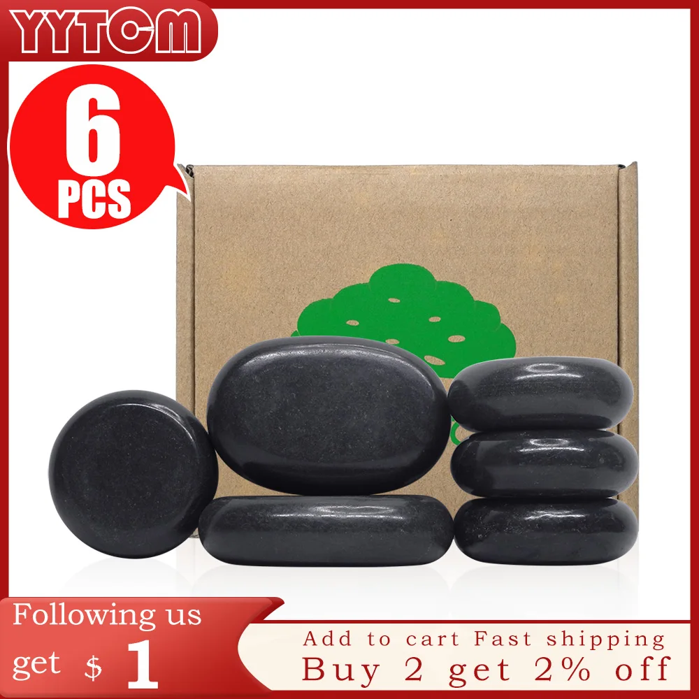 

Tontin 6pcs/set Hot Stone Massage Set Heater Box Relieve Stress Back Pain Health Care Lava Basalt round massage tool Stones