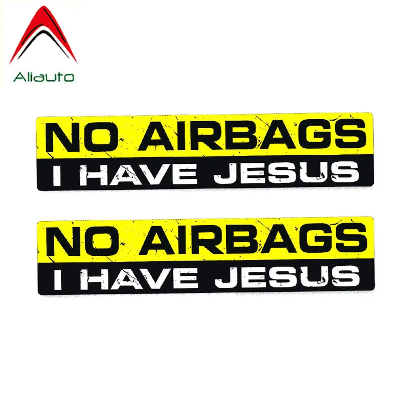 

2 x ПВХ забавные подушки безопасности Aliauto «У меня есть Иисус», интересный чехол с царапинами, автомобильная наклейка, Виниловая наклейка ...