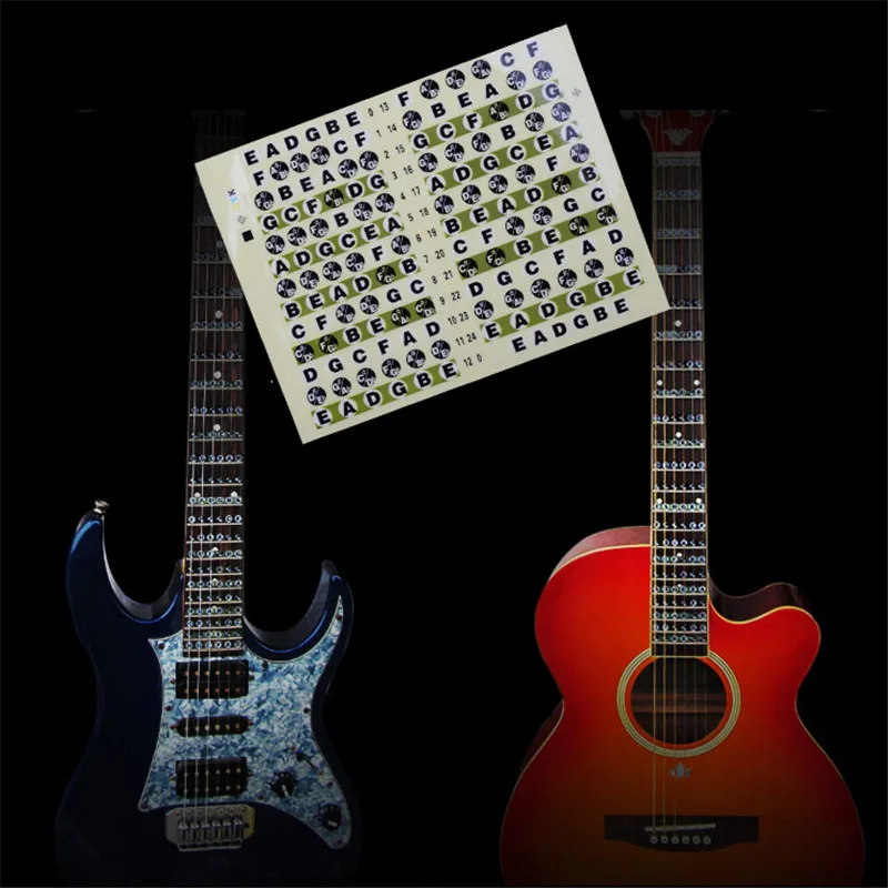 

10 pcs Acoustic Electric Guitar Fretboard Note Music Sticker For Sale Decal Neck Fret Stikers On Guitarra With Free 5pcs pick