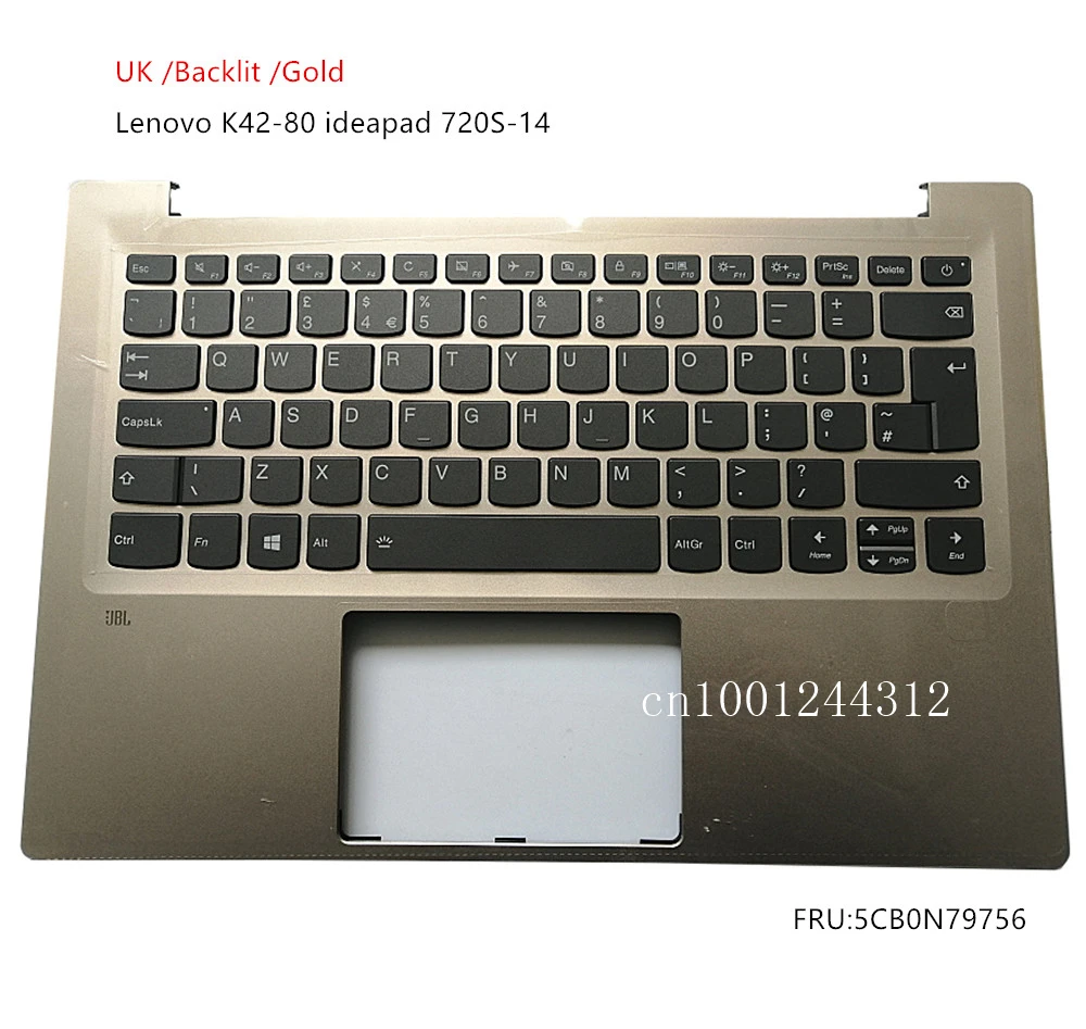 

New Original For Lenovo K42-80 ideapad 720S-14 UK Palmrest Upper Case Keyboard Bezel Cover 5CB0N79756 Gold