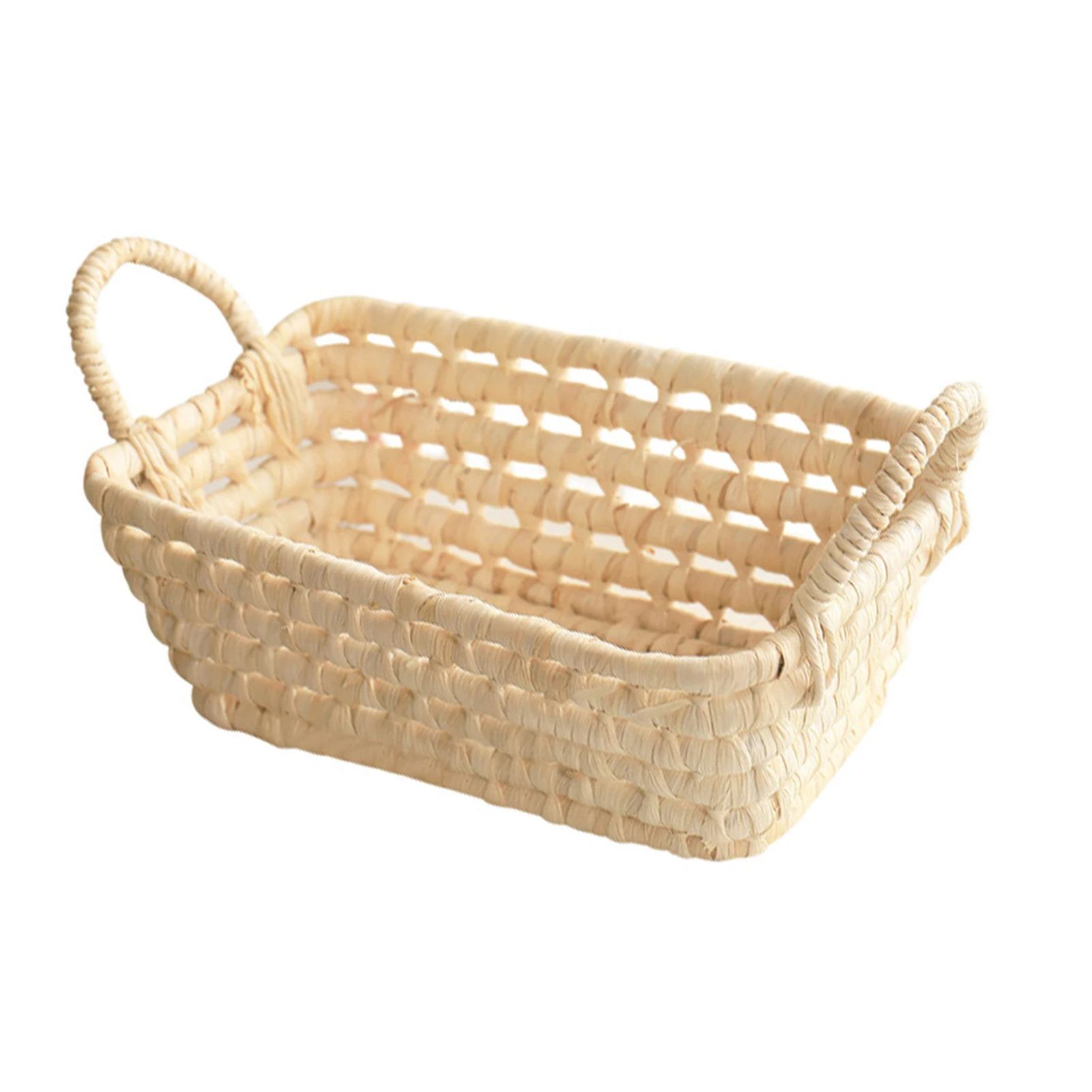 

Natural Straw Basket With Handle Hand-Woven Flower Basket Dried Flower Wicker Woven Basket Fruit Basket