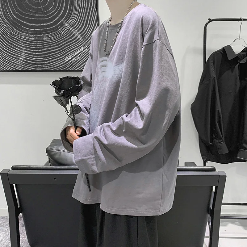 Футболка мужская с длинным рукавом брендовый тренд в японском стиле Свободный