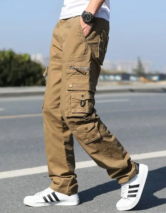Men Cargo Pants Men's Straight Loose Trendy Casual Outdoor Multi-Pocket Plus Size 28-38 | Мужская одежда