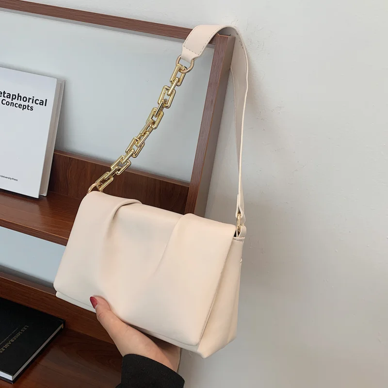 

All-match Casual Simple Women's Bag Summer Popular Female Shoulder Shopper Tote Bags For Women Solid Color Chain Designer Bolsos