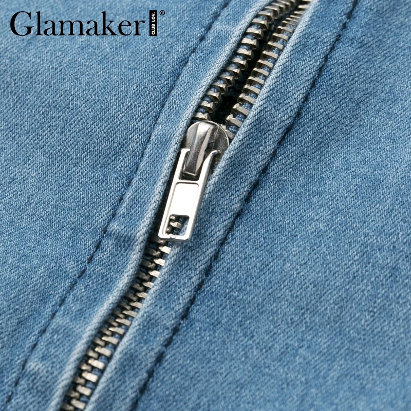 Glamaker, сексуальное облегающее синее джинсовое платье с открытыми плечами, женское осеннее джинсовое платье с пышными рукавами, женские вечерние короткие платья в стиле ретро, vestidos