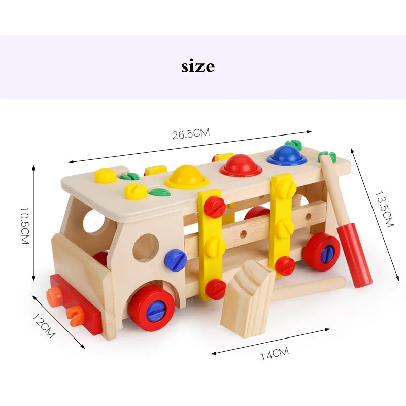 

New Nut Assembly Engineering Wooden Toy Car Boys and Girls Puzzle Detachable Children Screwing Screw Toys