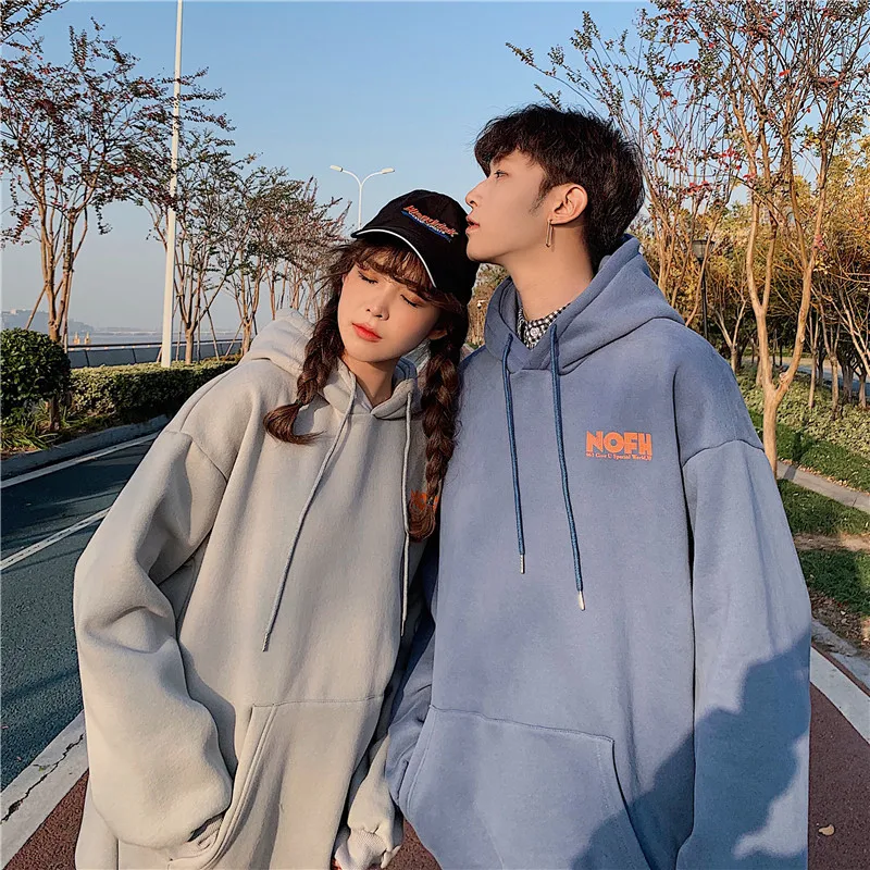 

Fashion Hoodies Couple Clothes Mens and Womens 2020 Autumn Winter Thick Fleece Letter Casual Hip Hop Tops Japanese Streetwear