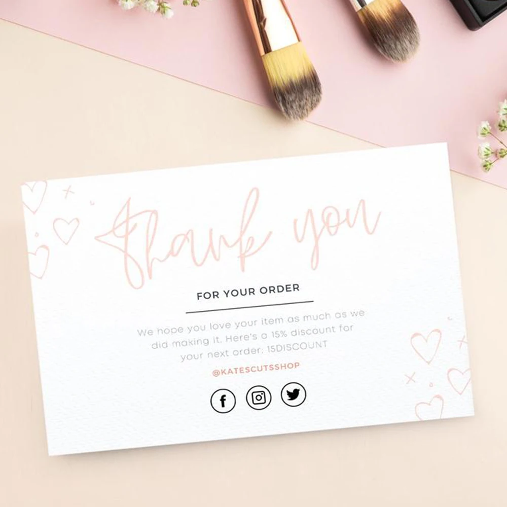 На заказ 100 открыток сердца спасибо вставить карту/Бизнес Спасибо за