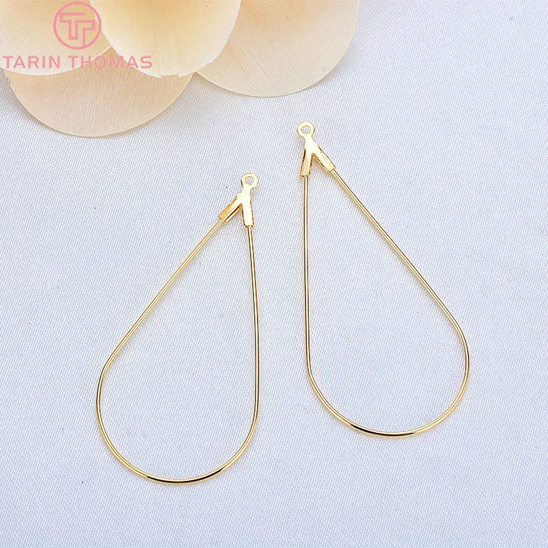 Латунные серьги подвески с покрытием 24 каратным золотом 20 шт. 45x24 мм|Подвески| |