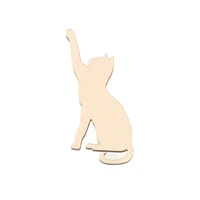 lucky cat shape mascot laser cut christmas decorations silhouette blank unpainted 25 pieces wooden shape 0393