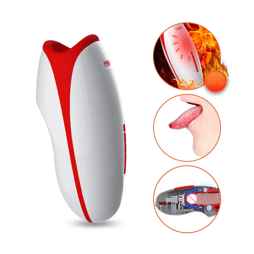 Мужской ротовой мастурбатор с умным нагревом языком лижущий вибрирующий массаж