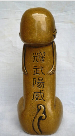 --- 425 + хороший Азиатский Китайский Старый Бронзовый резной пенис Бог собирает