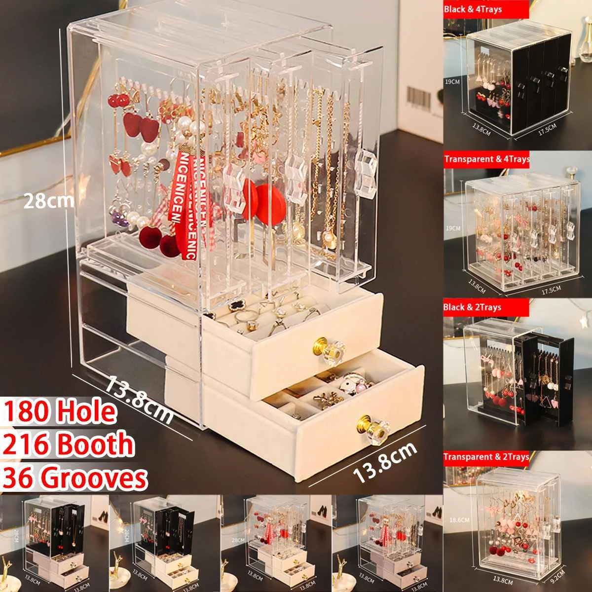 

2/3/4 Tray Acrylic Jewelry Display Rack Can Contain Earrings, Clear Jewelry Storage Boxes, Earring Racks, Bracket Boxes